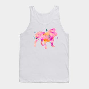 Pink English Bulldog Watercolor Painting Tank Top